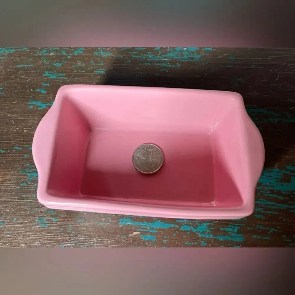 NEW! 5” Celebrate It Ceramic Mini Pink Loaf Pan NWT